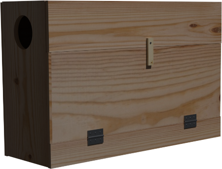 nichoir à chevêche avec une caisse à vin